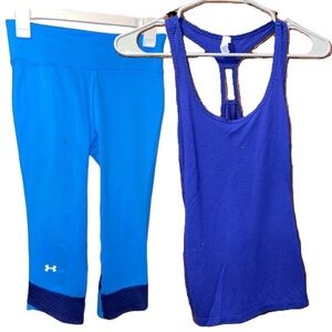 Under Armour Women's SMALL - Blue Workout SET! Tank Top and Crop Legging